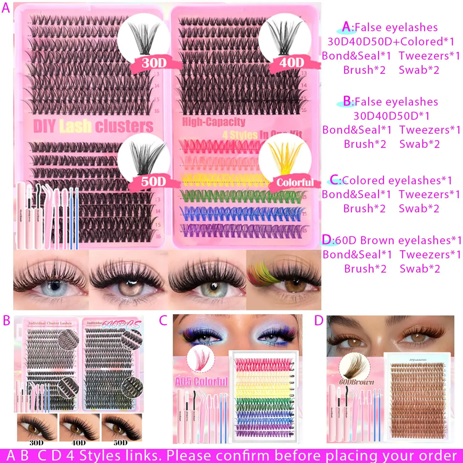 DIY D Curl Lash Clusters, False Eyelash Clusters, 9-16mm Rainbow Colors, Ultra Soft & Reusable, Perfect for Beginners, Parties & Festivals, Eyelash Extension