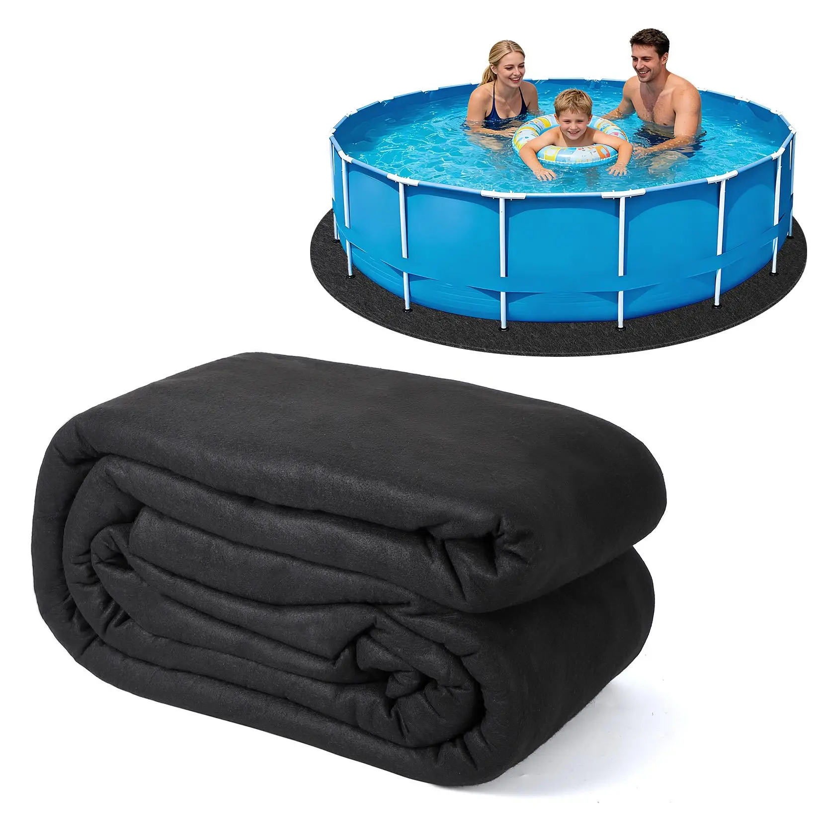 Heavy Duty Above Ground Pool Liner Pad Non Woven Geotextile Pool Bottom Protection Mat Anti Puncture Weed Barrier Cushion Pad for Round Oval Square Swimming Pools Premium Underpool Ground Cloth Underlayment Intex Cover, Multi-Size, Outdoor Pool Accessorie