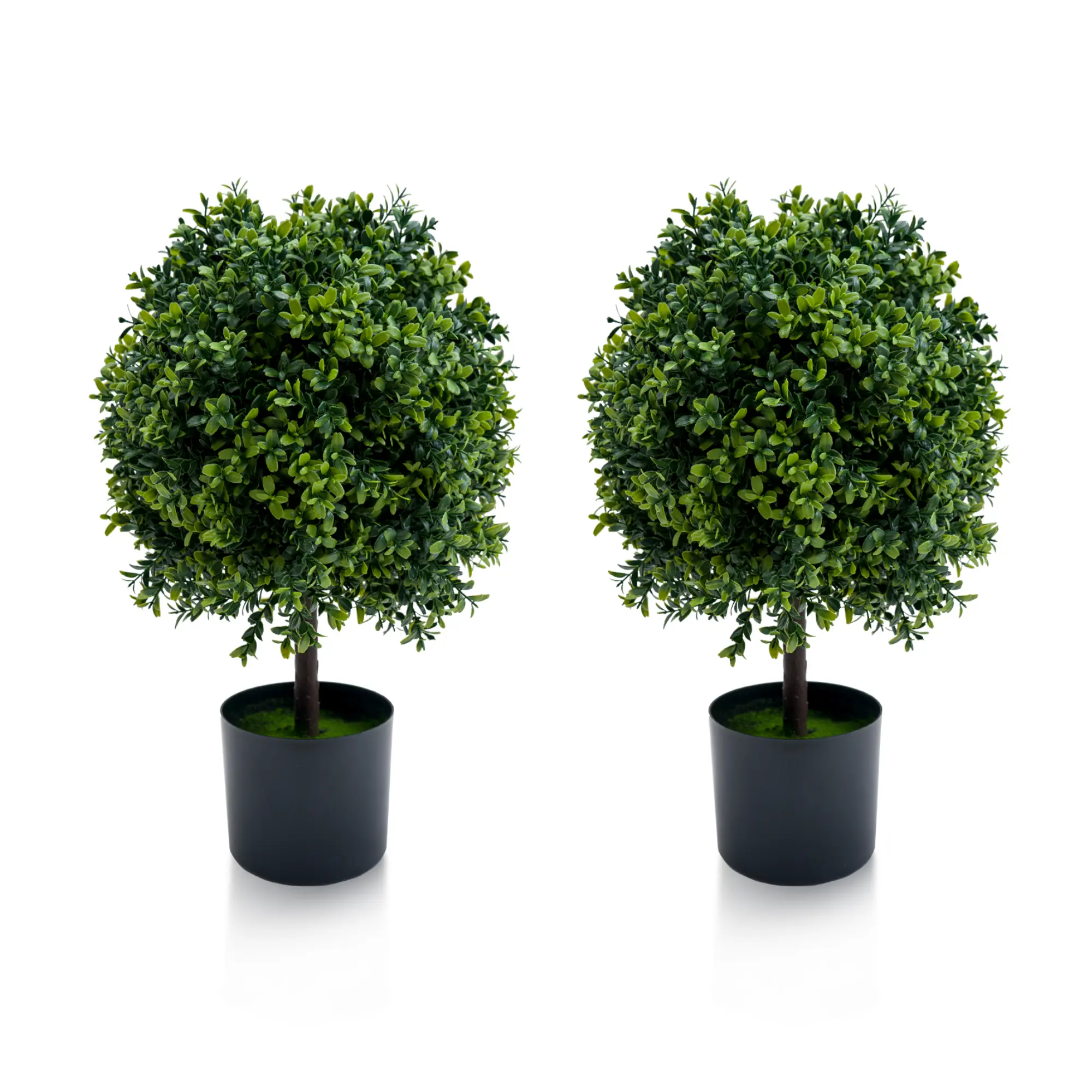 Home Decor 2-Pack 20 in Realistic Look PE Plastic Faux Boxwood Topiary Ball Set with Fruit, Deep Green Decorative Tree