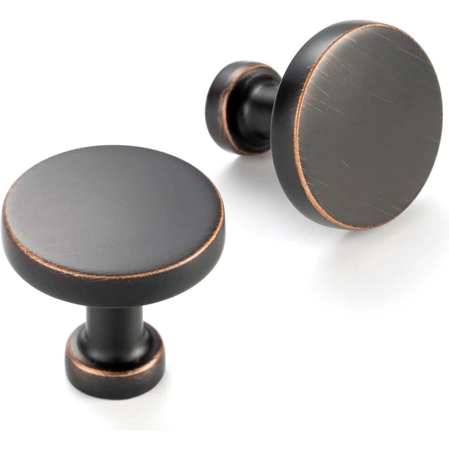 10 Pack 1-1/4 Inch Oil Rubbed Bronze Round Cabinet Knobs ZK2302, Brushed Bronze Drawer Pulls Kitchen Hardware for Cabinets Dresser Cupboard Bathroom Vanity