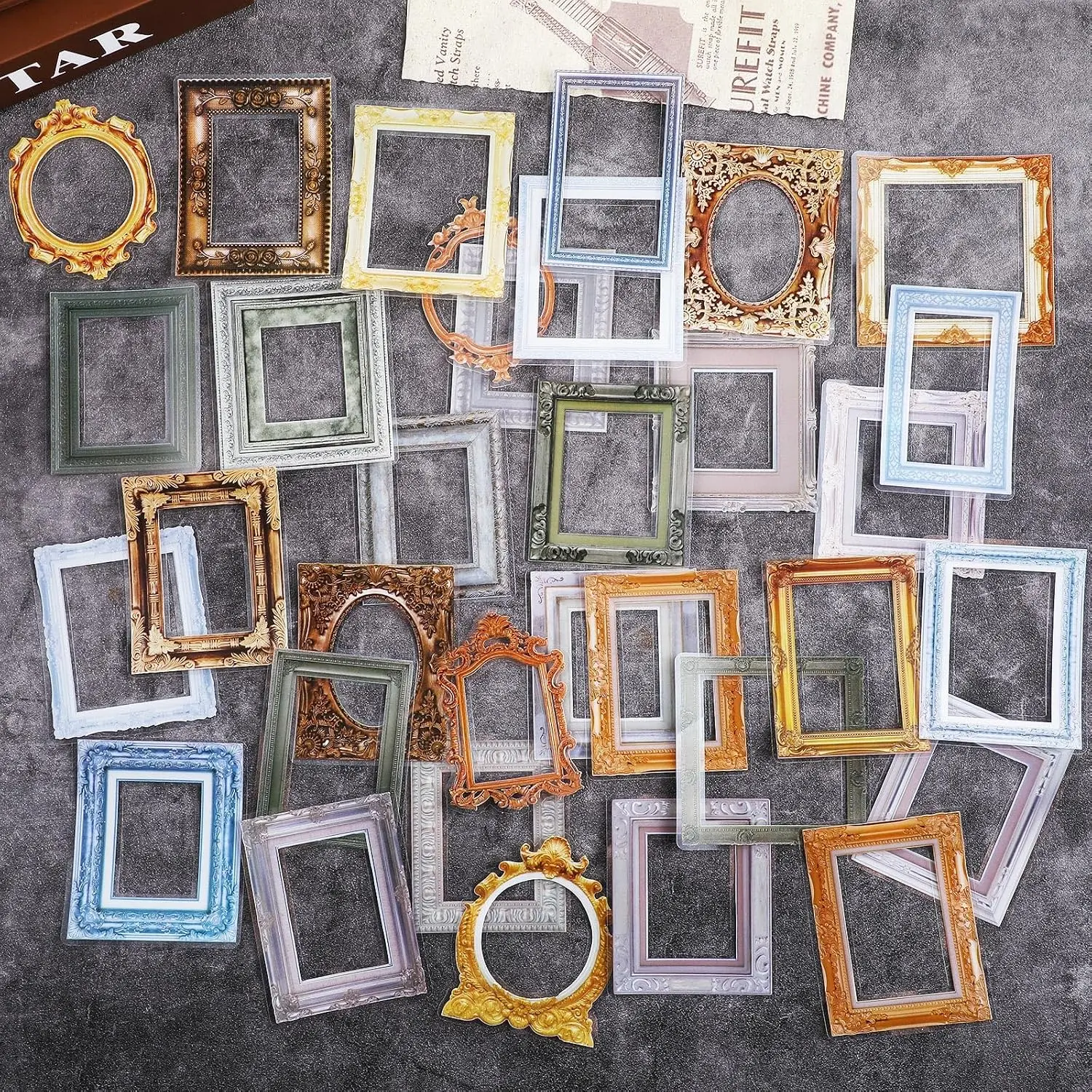 180 count Scrapbook Frames,Frame Stickers for Junk Journal,Pasteable  Scrapbook Photo Frames Stickers,Scrapbook Decoratives for DIY Scrapbooking Junk Journal Crafts Album