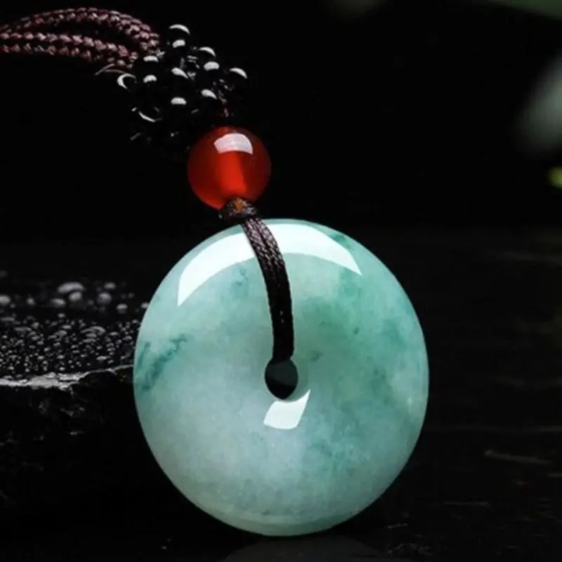 Natural Jade Pendant Necklace, Donut-Shaped Fine Jewelry for Women, Certified Good Luck FengShui Amulet with Gift Box, Jewelry Box, Exquisite Donut Design, Fine Jewelry Quality, Gemstone