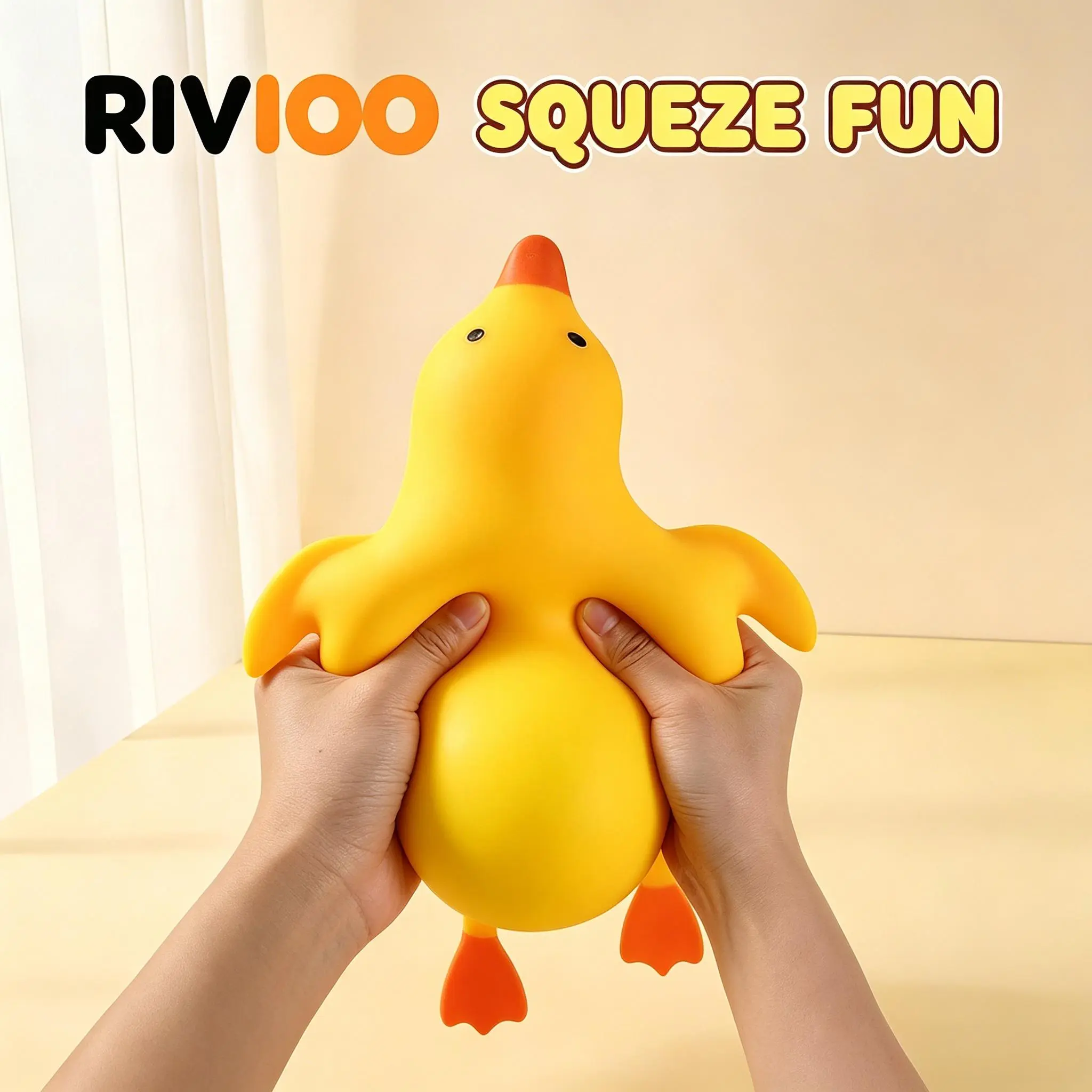 RIVIOO The Big Yellow Duck Giant Squeeze Fun Slow Rebound Kids Stress Relief Toy Squeeze Duck