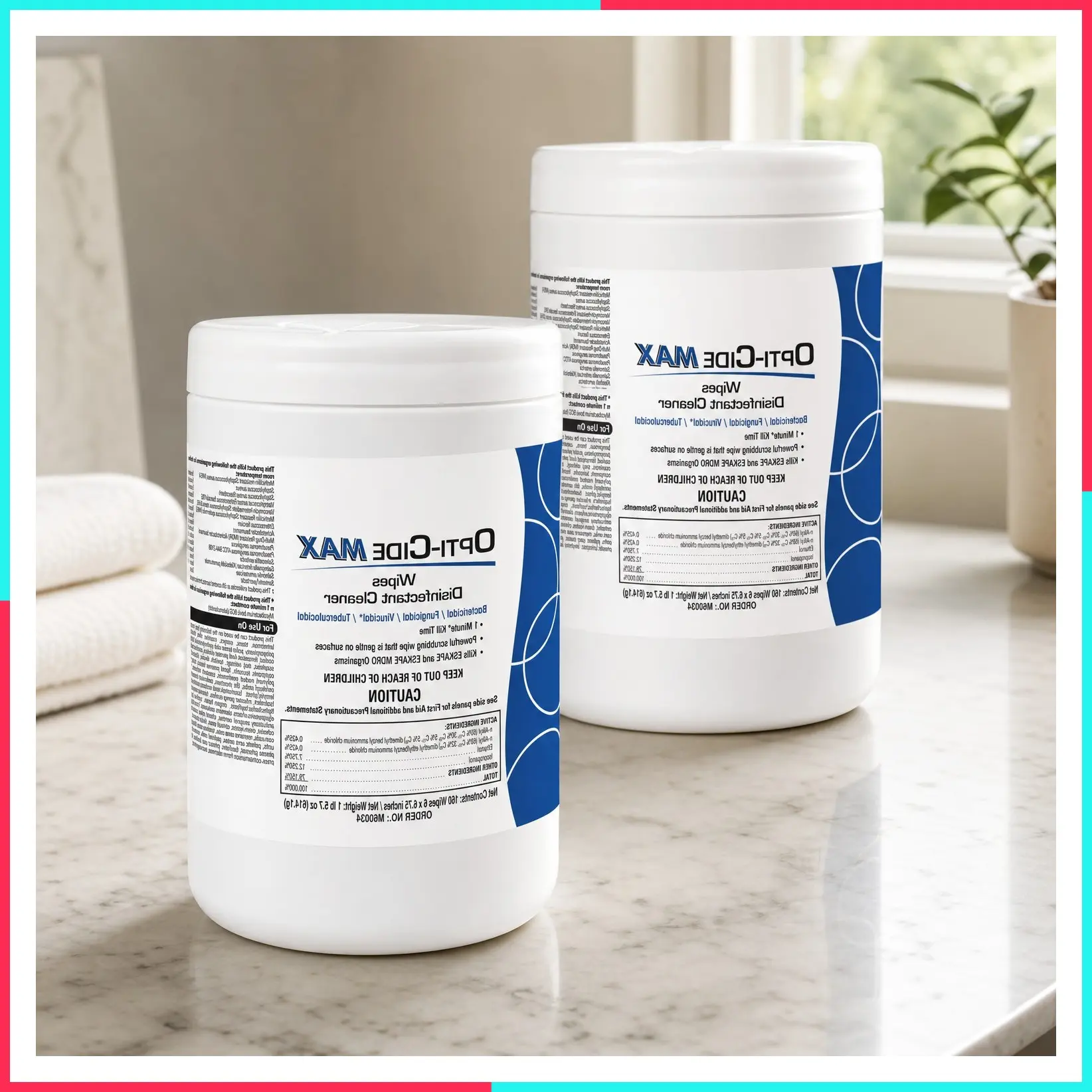 Opti-Cide Max Disinfecting Wipes (2 Pack, 320 Wipes) - Hospital Grade EPA Registered Disinfectant Cleaner