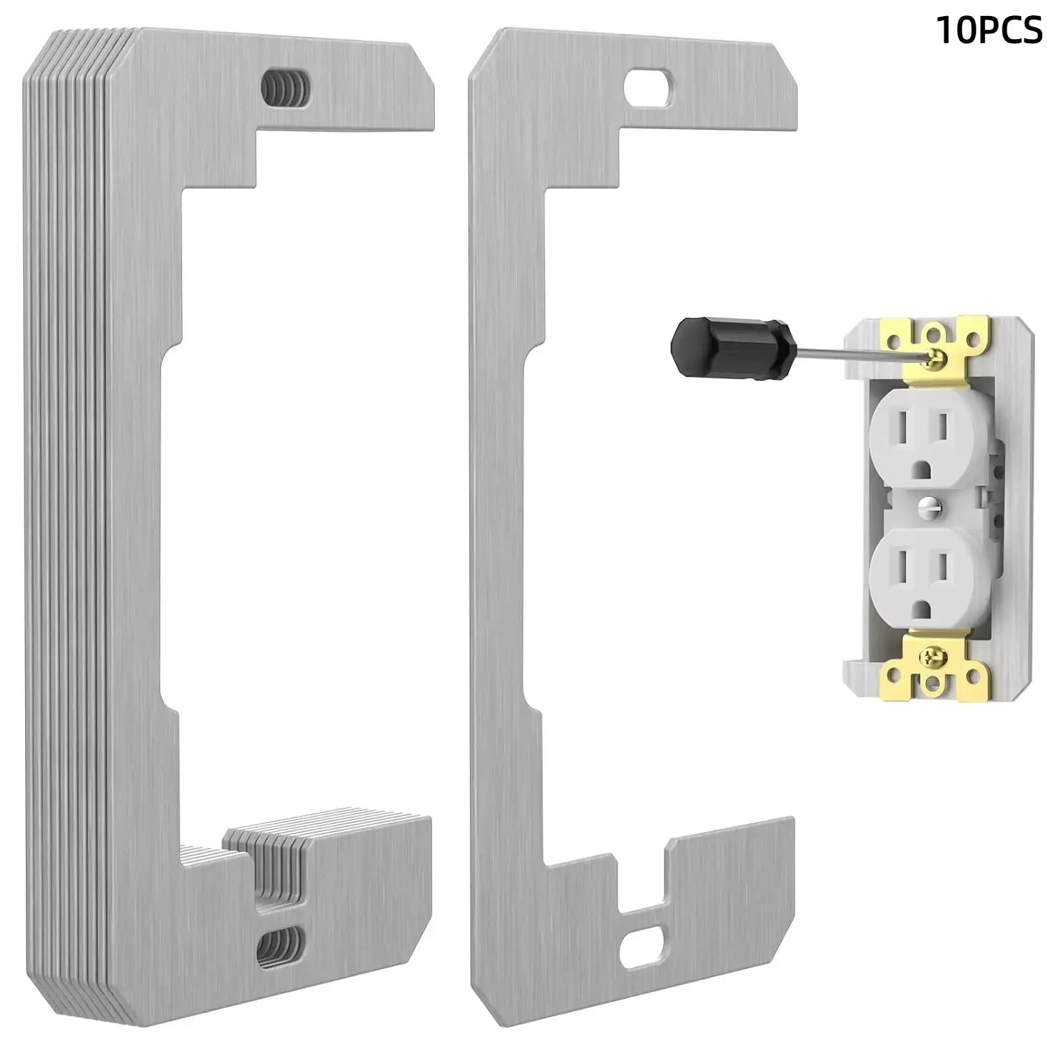 10-Piece Wall Panel Divider Set, Metal Flat Device Adjustment Plate, Power Outlet Comprehensive Repair Kit, Loose Socket and Electrical Box Fixing Tools