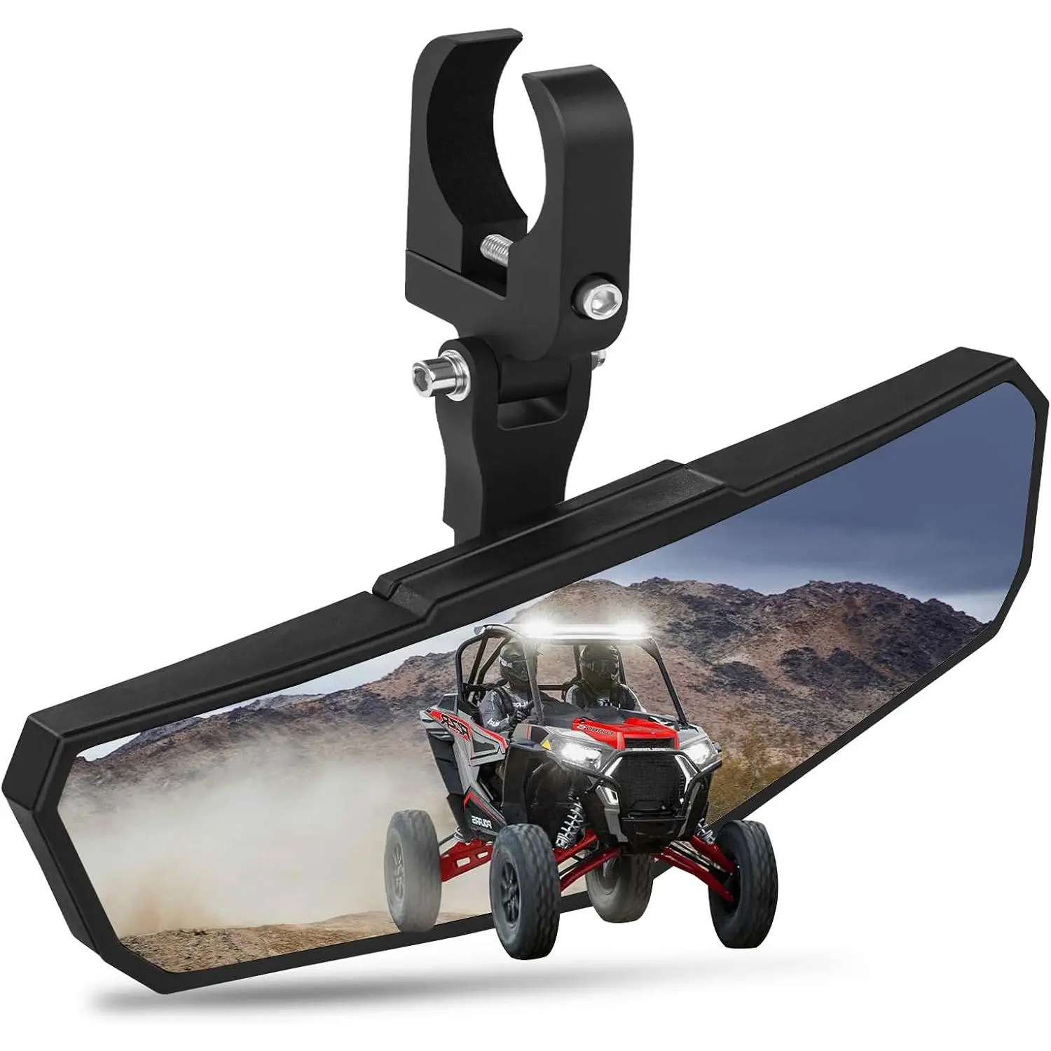 Rear View Mirror, HD SXS UTV Center Mirror with Aluminum Clamp fits 1.5"-2.0" Roll Cage Mount, Compatible with Polaris RZR, Maverick Can Am X3, Pioneer, Talon, Kawasaki, CFMOTO, Yamaha