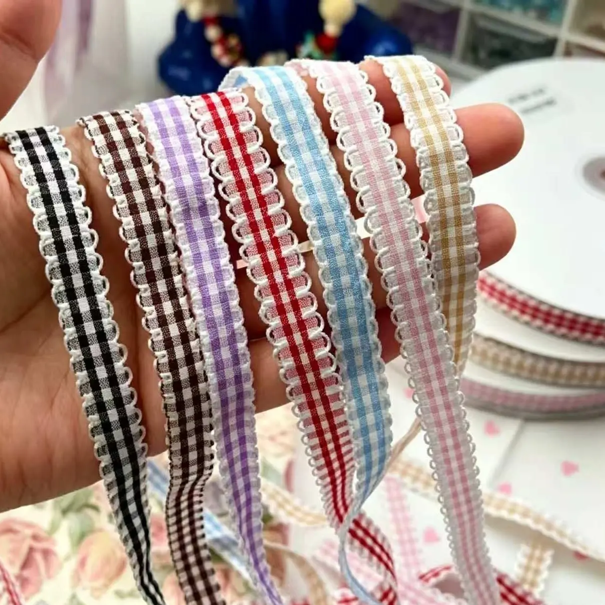 7m Colorful Lace Trim Decorative Ribbon, Fashion Casual Style, Handmade Gift, Birthday Holiday Packaging, DIY Doll Pet Clothes, Party Decoration