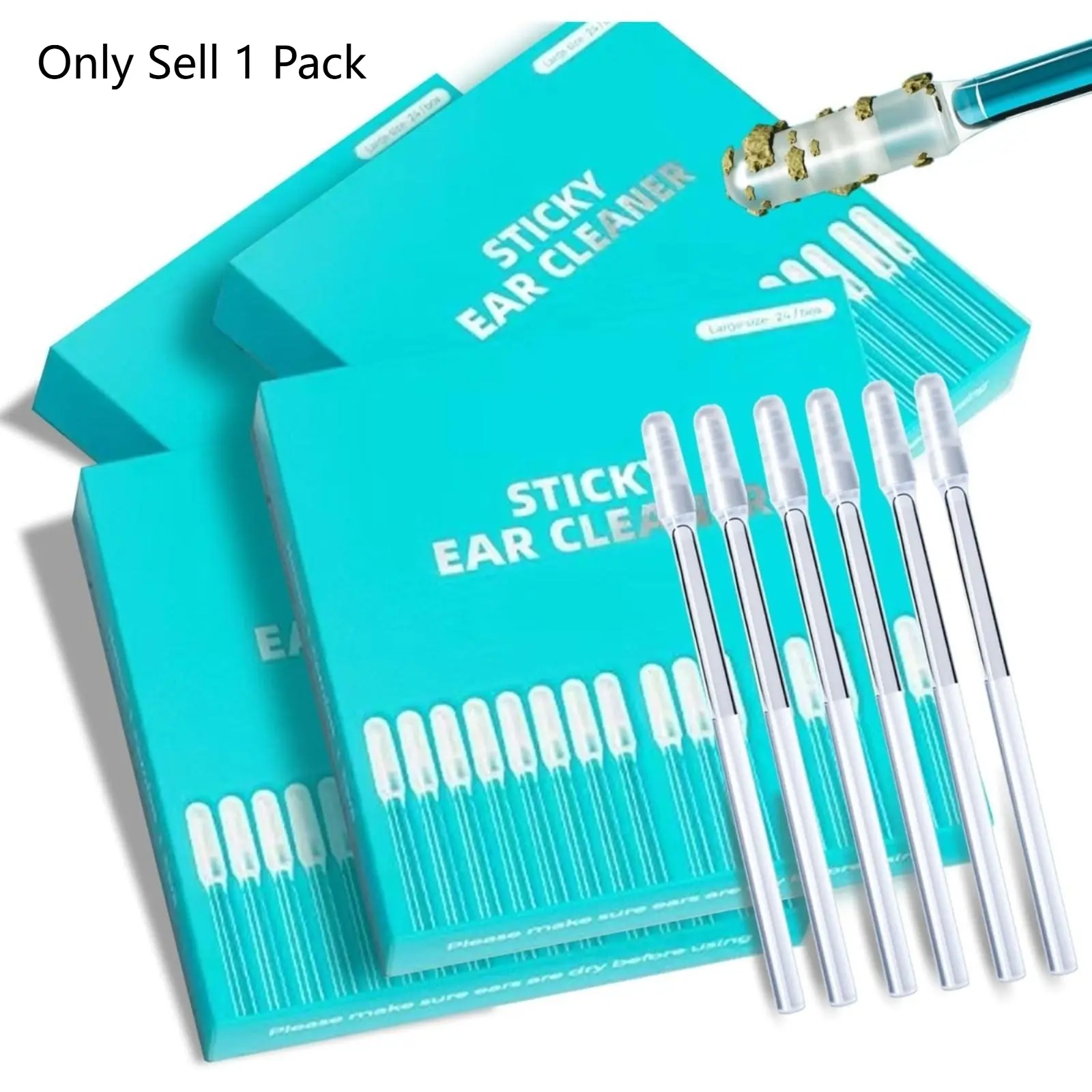 Earwax Removal Tool Set, Small Size  Sticky Ear Cleaning Stick, Safe for Adults and Children, Reusable Ear Cleaners（24 Pieces/box)