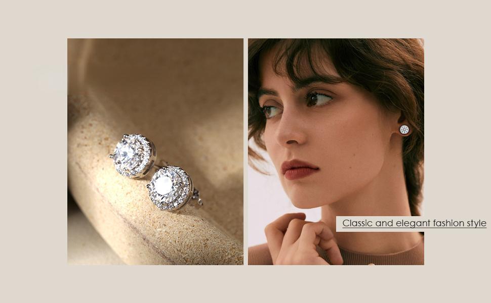 MILACOLATO  synthetic  Moissanite Stud Earrings Halo Stud Earrings Brilliant Round Cut D Color VVS1 Clarity Lab Hypoallergenic synthetic Moissanite Stud Earrings   synthetic  moissanite earrings