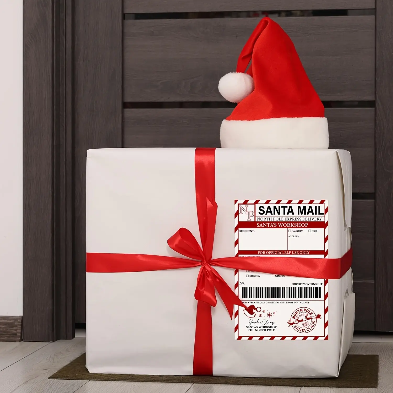 5 Christmas Elf Gift Tags, 9.91 X 14.99 Cm Holiday Shipping Labels, Arctic Style Gift Wrapping Stickers, for Boxes, Bags, Guest Gifts