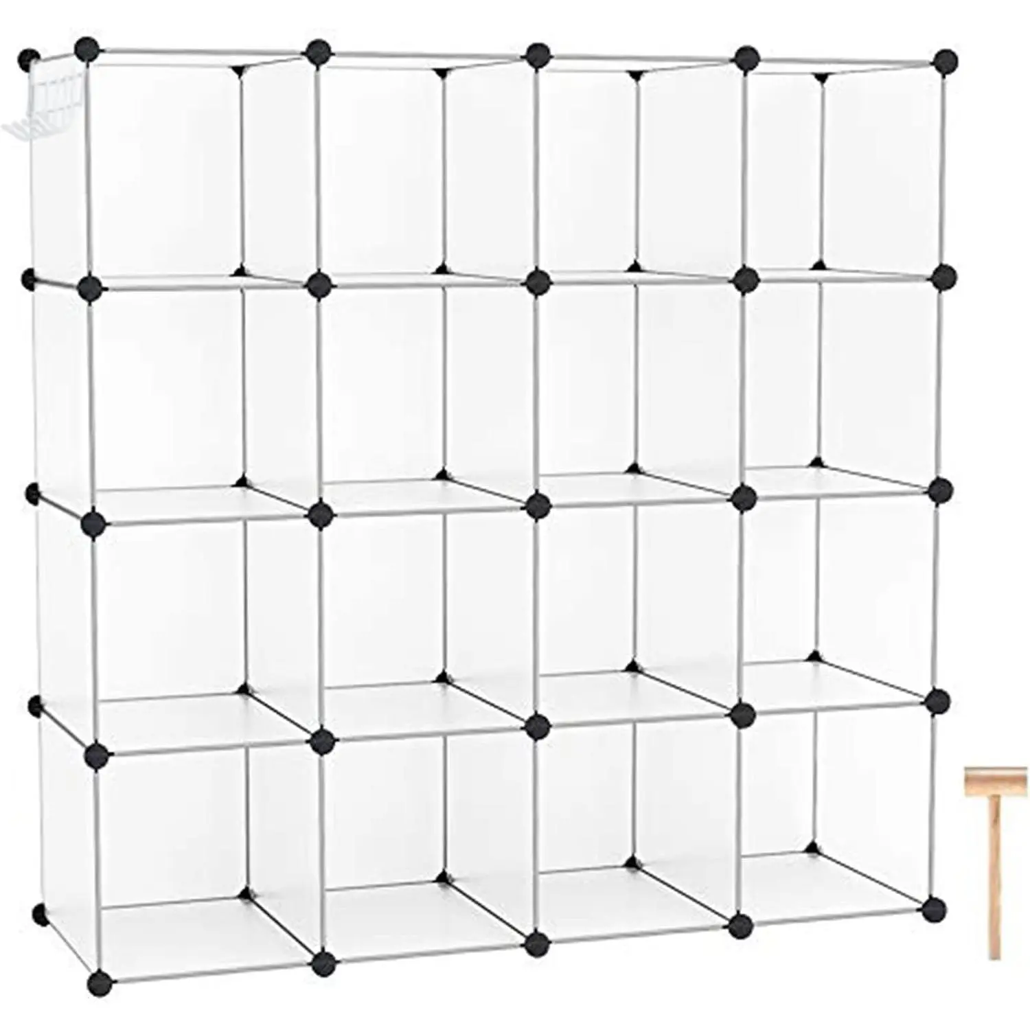 16 Cube Storage Organizer Cube Shelves Units Storage Cubes, White | Plastic DIY Closet Organizer, Stackble Modular Closet Storage Shelves Ideal for , Bedroom, 48.4" L × 12.4" W × 48.4" H