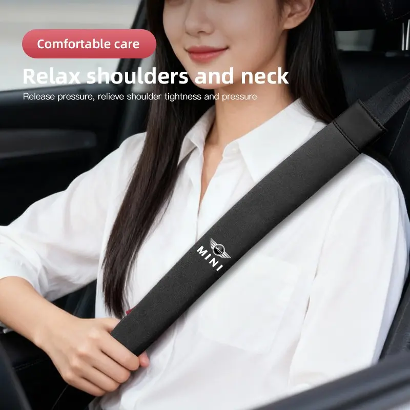 2Pcs Car Seat Belt Cover Shoulder Protector Auto Accessories For MINI One Cooper JCW Countryman Clubman Cabrio Paceman Coupe Roadster Clubvan