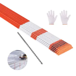 VEVOR Driveway Markers, 100Pcs 72 in Long 5/16 in Dia, Hi-Visibility Driveway Reflectors with 12 in Steel Drill Bits, Reflective Snow Sticks Fiberglass Pole for Parking Lots, Walkways, Snow Plowing