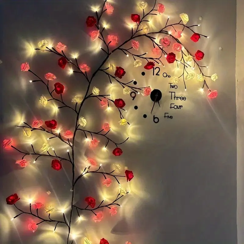 Rose Flower LED String Lights (96/144 LEDs) - 1 Pack, USB Powered, 8 Modes, Low Voltage, Indoor Use Room Decor, Lights for Bedroom, Suitable for Holiday Parties, Gift-Giving, Led Lights