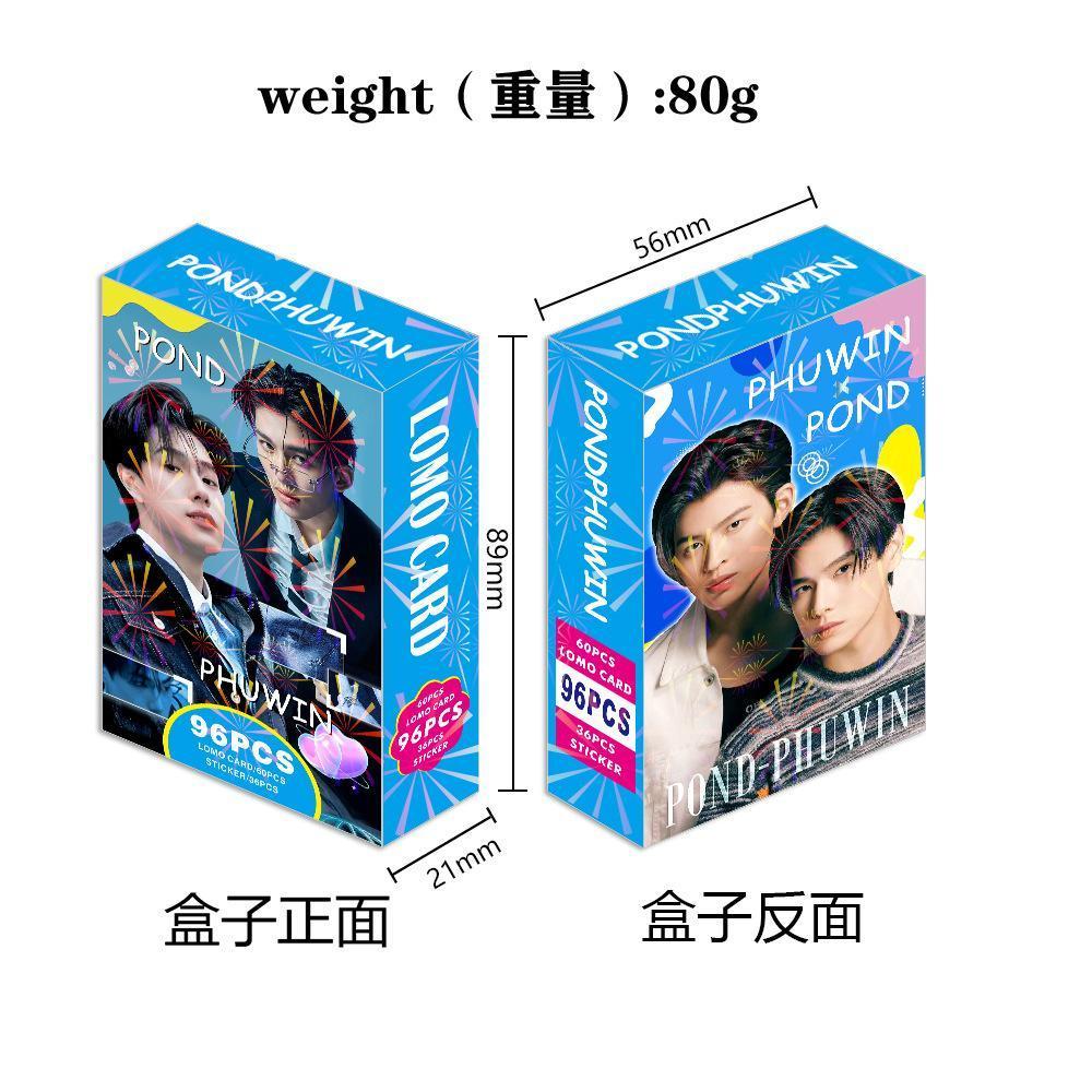 96 Pcs/Set Thailand Star PondPhuwin Laser Lomo Card Pond&Phuwin Characters  Photocard With Stickers Fans Collection cosplay gift