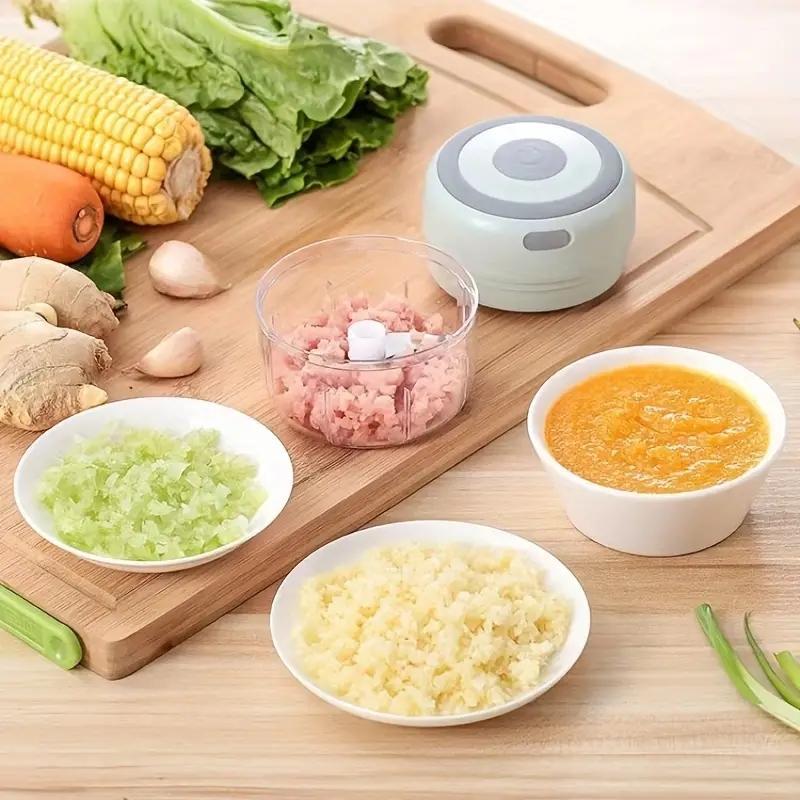 Electric Garlic Chopper, USB-Rechargeable Mini Portable Vegetable Chopper, Multifunctional Durable Chopper, Garlic Grinder Masher, Wireless Food Processor for Ginger, Chili, Fruit and Meat, Household Appliances