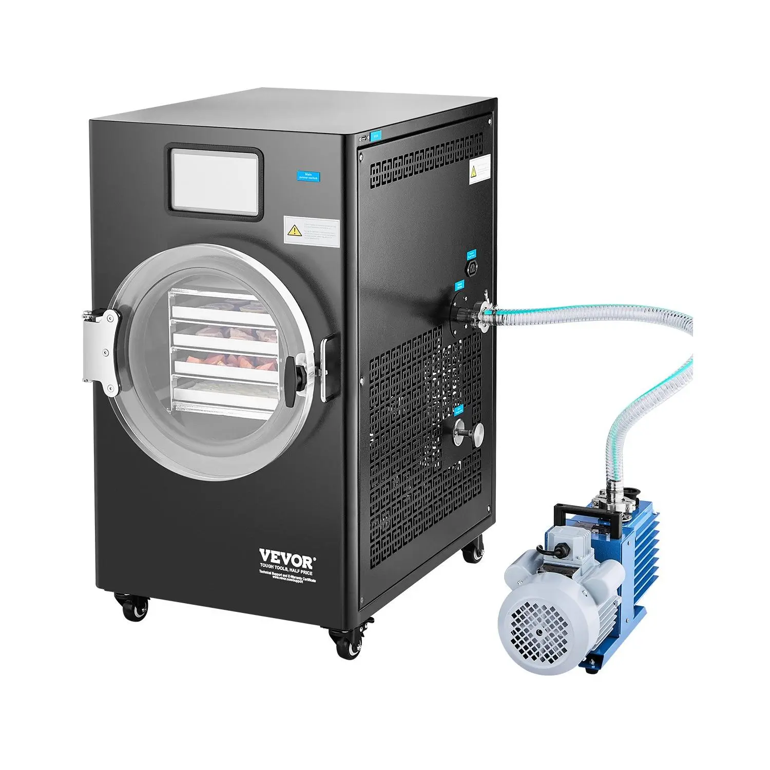 VEVOR Stainless Steel Vacuum Freeze Dryer Machine, 8.8-13.2 LBS/Batch, 4-Layer Trays, Vacuum Pump, Adjustable Timer & Temperature Control, for Fruits & Vegetables, 245.82 lbs Capacity, Black