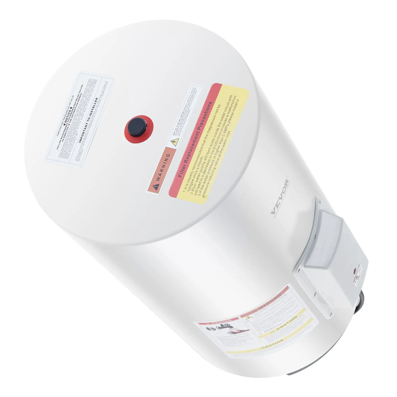 【Summerfinds】VEVOR Electric Water Heater, 18 Gallon Tank Instant Hot Water Heater, 1.6Kw Tankless Water Heater w/ LED Display, Knob Control, IPX4 Waterproof Side Connection On Demand Heaters for Shower, Bath