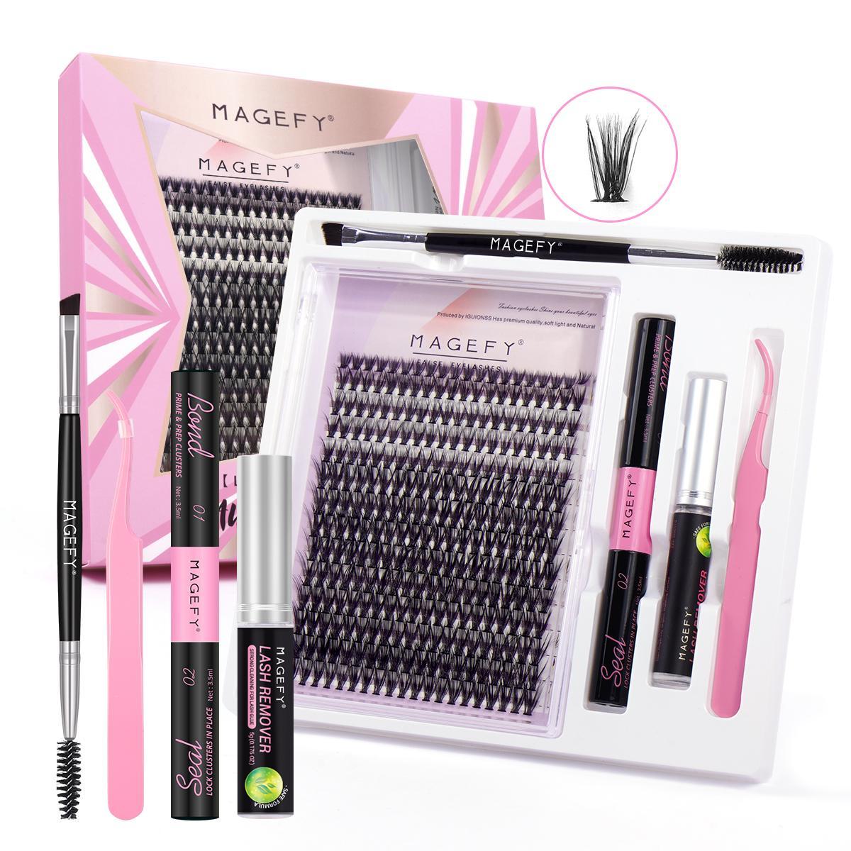 Professional False Eyelash Tool, Individual False Eyelashes Including Eyelash Glue, Tweezer, Double-ended Eyelash Brush & Eyelash Remover, Summer Makeup
