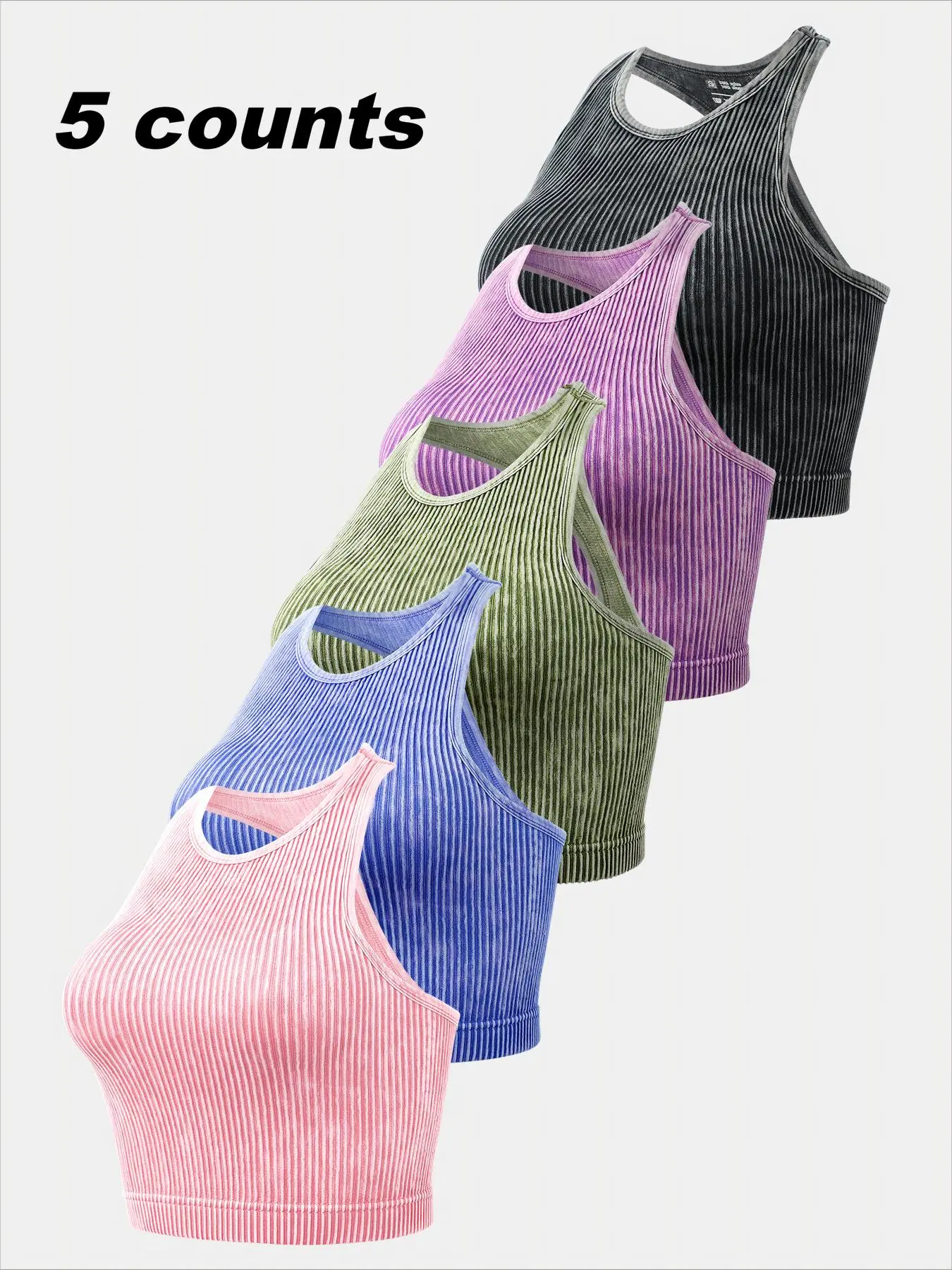Women's Solid Racerback Sports Tank Top, Casual Sleeveless Round Neck Top for Yoga Gym Workout Running, Ladies Sportswear for Spring & Fall, Casual Sports Tops