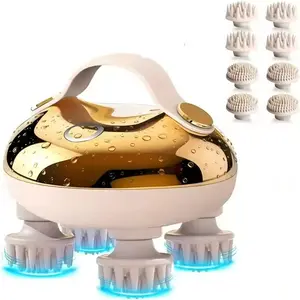 Portable Electric Head Massager, USB Rechargeable Scalp Therapy Device, Includes 8 Detachable Massage Heads, Perfect Gift for Stress Relief, Portable Massagers