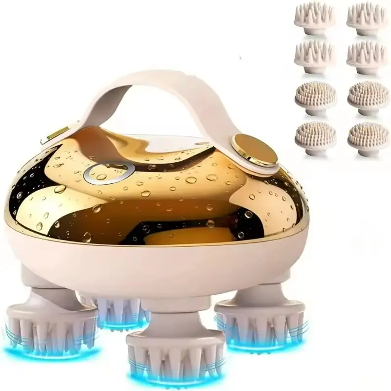 Portable Electric Head Massager, USB Rechargeable Scalp Therapy Device, Includes 8 Detachable Massage Heads, Perfect Gift for Stress Relief, Portable Massagers