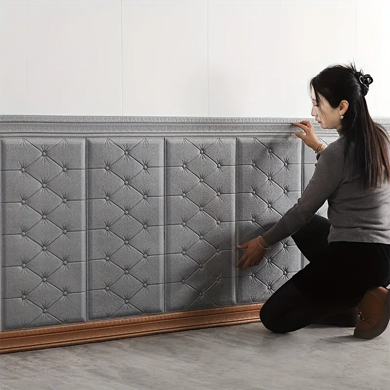 6-Piece Self-Adhesive Wall Protector Panels, 70cmx35cm, Anti-Collision Brick Pattern, Easy Installation, Home Decor, Peel And Stick Panels For Walls