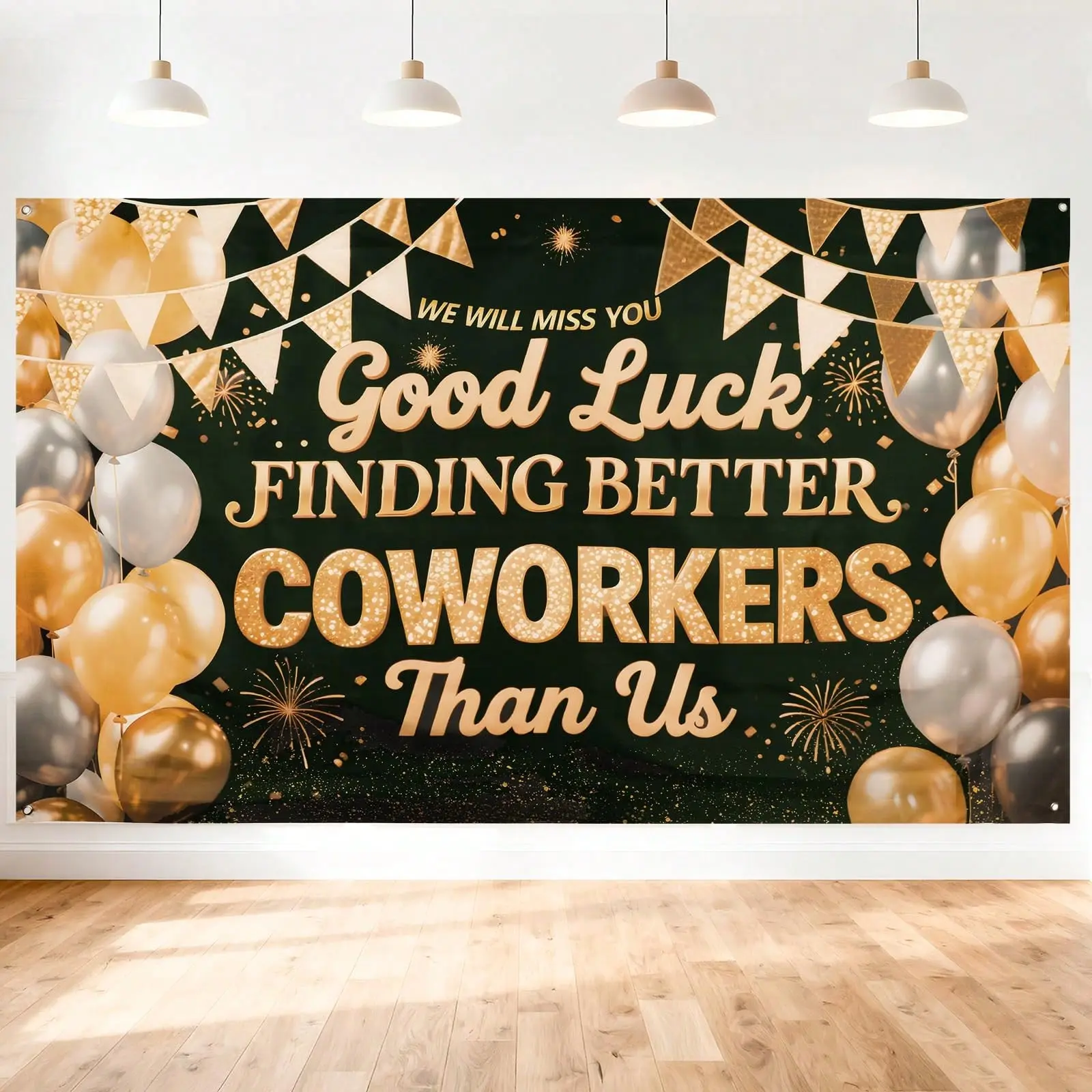 Funny Farewell Coworker Tapestry Backdrop Banner - Office Party Photo Background Prop, Good Luck Gift for Going Away Retirement, Decor for Door & Room, Balloon, Decoration