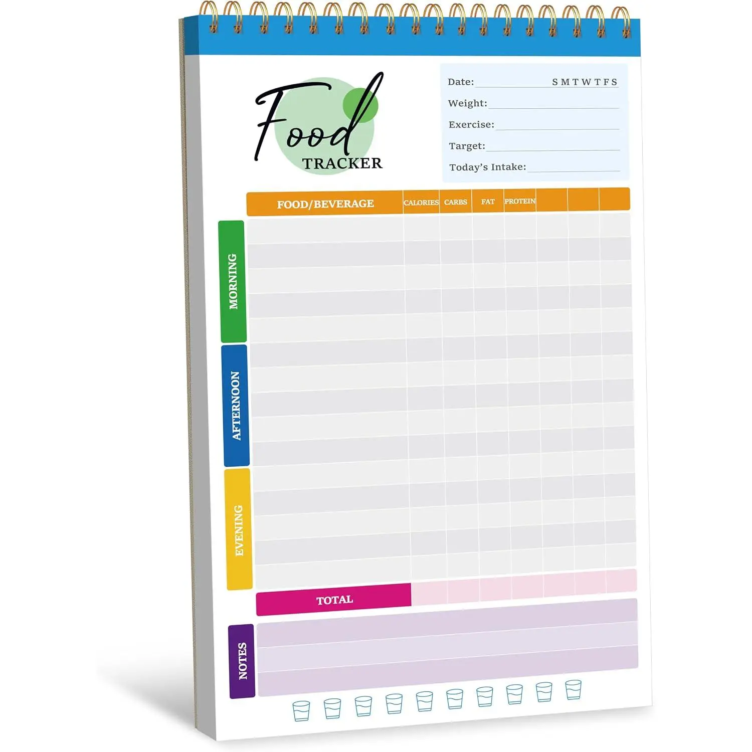 Journal Diary, 52 Sheets Spiral Bound Meal Planner  Eating -Protein, Calories, Carbs, , Water ,  Log for  & Fitness, Daily Nutrition Diary