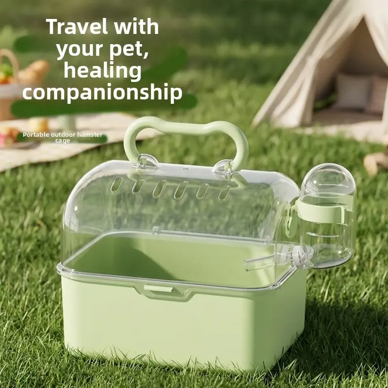 Transparent Acrylic Hamster Cage, Large Portable Travel Handheld Pet Carrier, Ideal for Golden Syrian and Flower Dormice, Easy to Carry, Healing Companionship