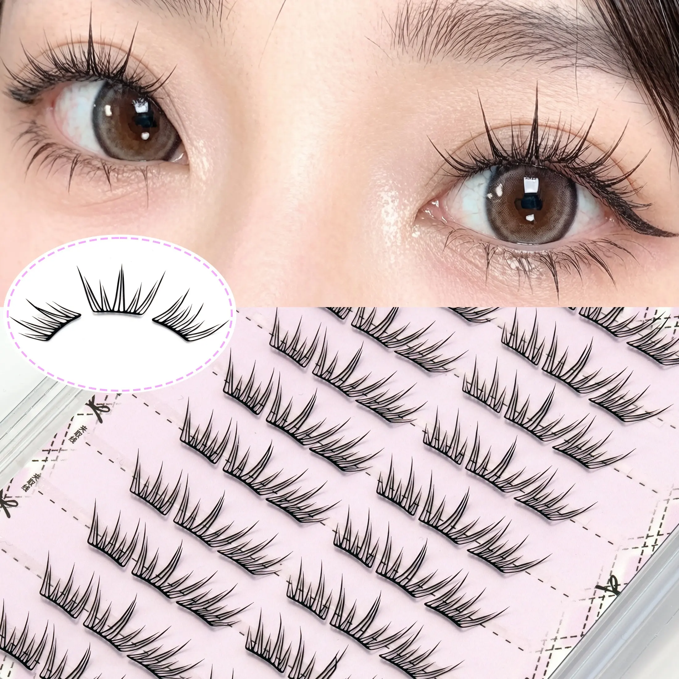 60 Pairs New Arrival Japanese Korean Style Summer Blue Tears False Eyelashes, C Curl Segmented Lashes, Reusable DIY Eye Makeup, DIY Lashes Cluster