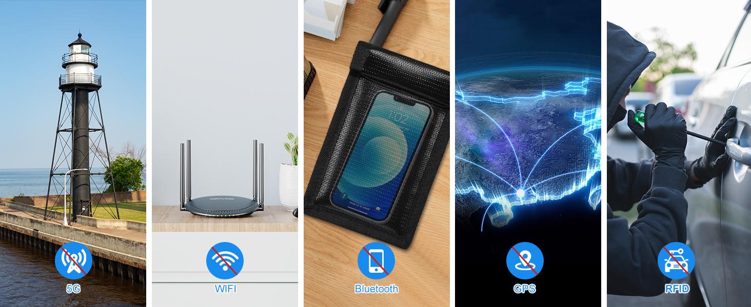 Faraday Bags, Waterproof Fireproof Money Bag for Cash, Important Document Storage Organizer for Valuables, Legal Documents Safe, Fireproof & Waterproof (Black)