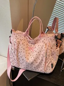 Elegant Fashion Large Capacity Bow Heart Design Tote Bag, Handheld Shoulder Crossbody, Perfect for Daily Outing, Date, Dinner