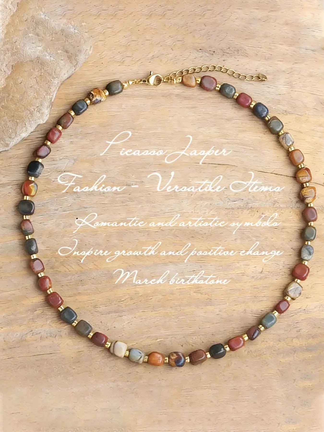 1 pc Picasso Jade Bead Necklace, New Design - Adjustable And Simple Birthday Gift, Cute Long Necklace, Suitable For Women, Suitable For Party And Gift