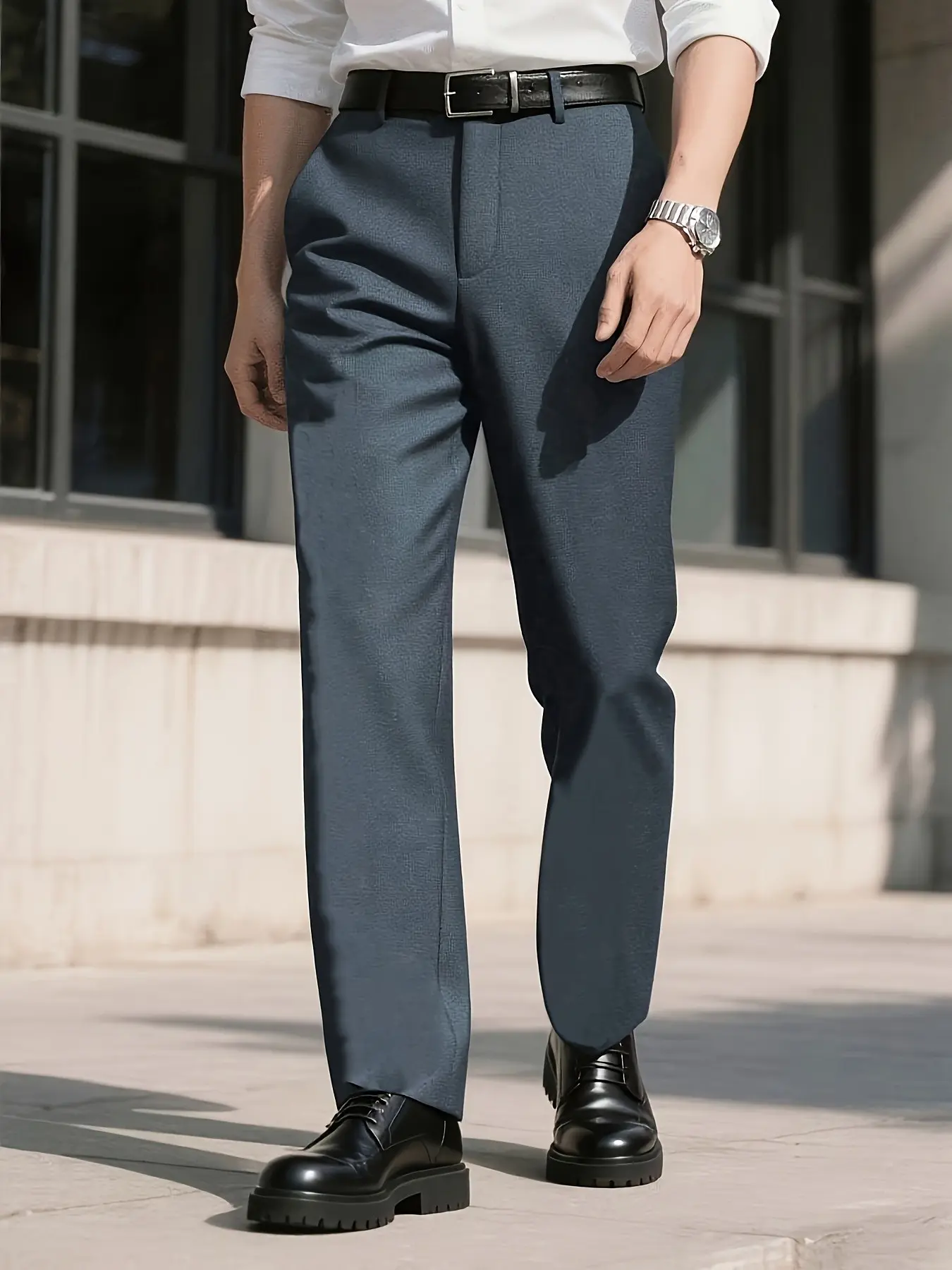 Men's Breathable Soft Straight Leg Business Casual Pants, Slim Fit Suit Pants, Loose Simple Style, Comfortable and Stylish, Blazer Trouser
