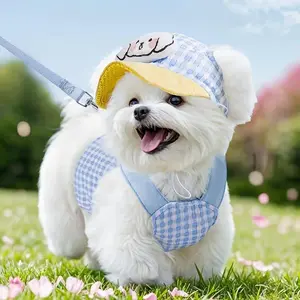 Adjustable Pet Harness Vest & Leash Set with Hat for Small-Medium Dogs, Cats, Washable Outdoor Puppy Apparel & Protective Sports Gear Accessories