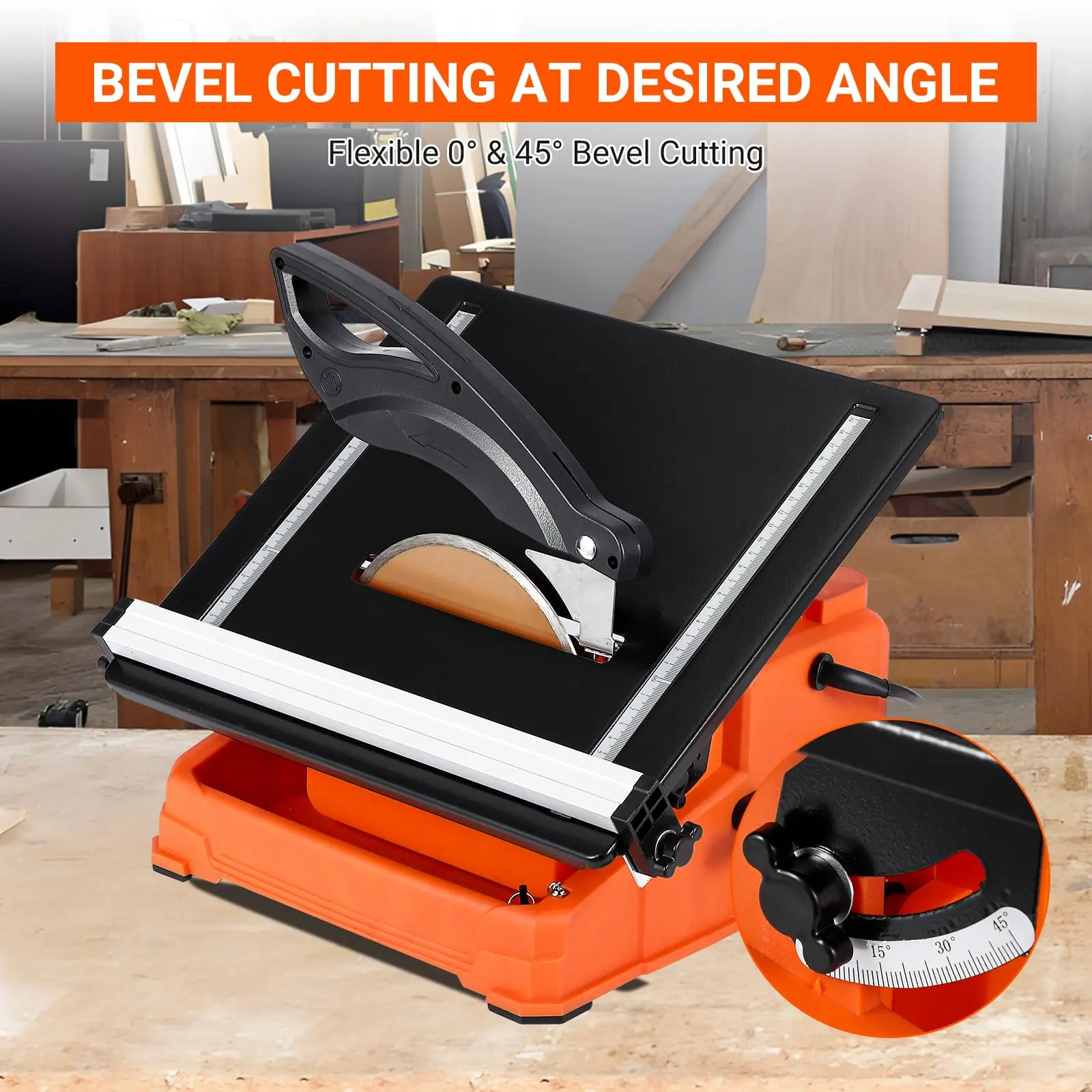 Garvee Wet Tile Saw, 6500 RPM Pure Copper Motor,Adjustable Cutting Depth Tile Cutter with Water Reservoir for Cutting Tiles and Stones