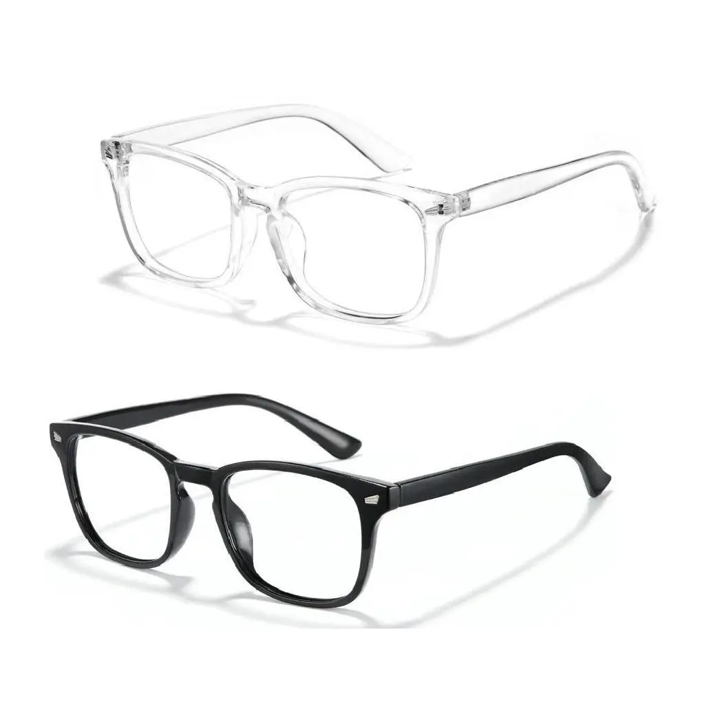 Computer Gaming Glasses Square Clear Frame Lightweight Eyewear for Men Women Daily Use Party TV Glasses Comfortable Non-prescription