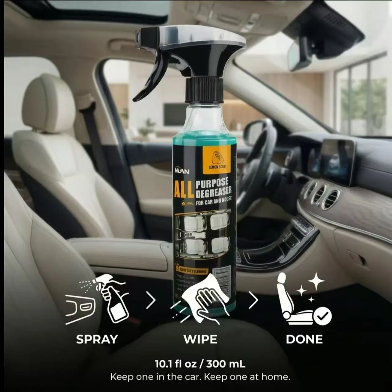 Household Car Dual-Use Degreaser Spray 120ML, Interior Car Cleaner, Quick Clean Stubborn Stains, Remove Interior Mold Odors, Refresh Car Interior, No Water Needed