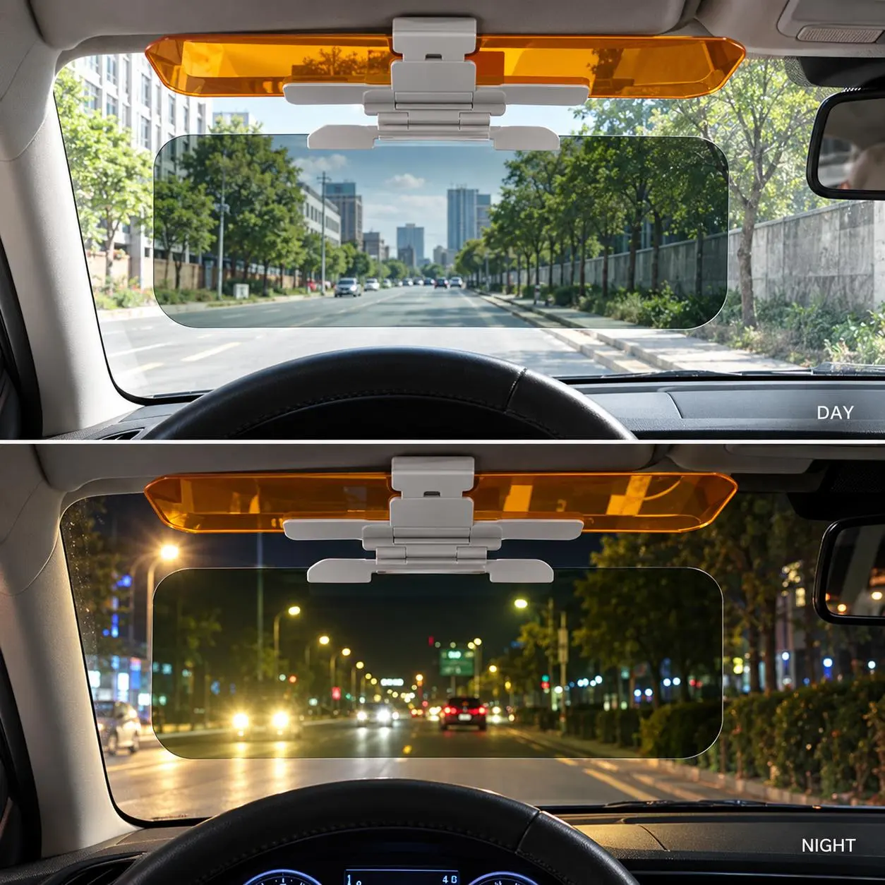 Adjustable Car Anti-Glare Sun Visor, Dual Color Day Night Driving Shield, Universal Vehicle Windshield Glare Reducing Accessory