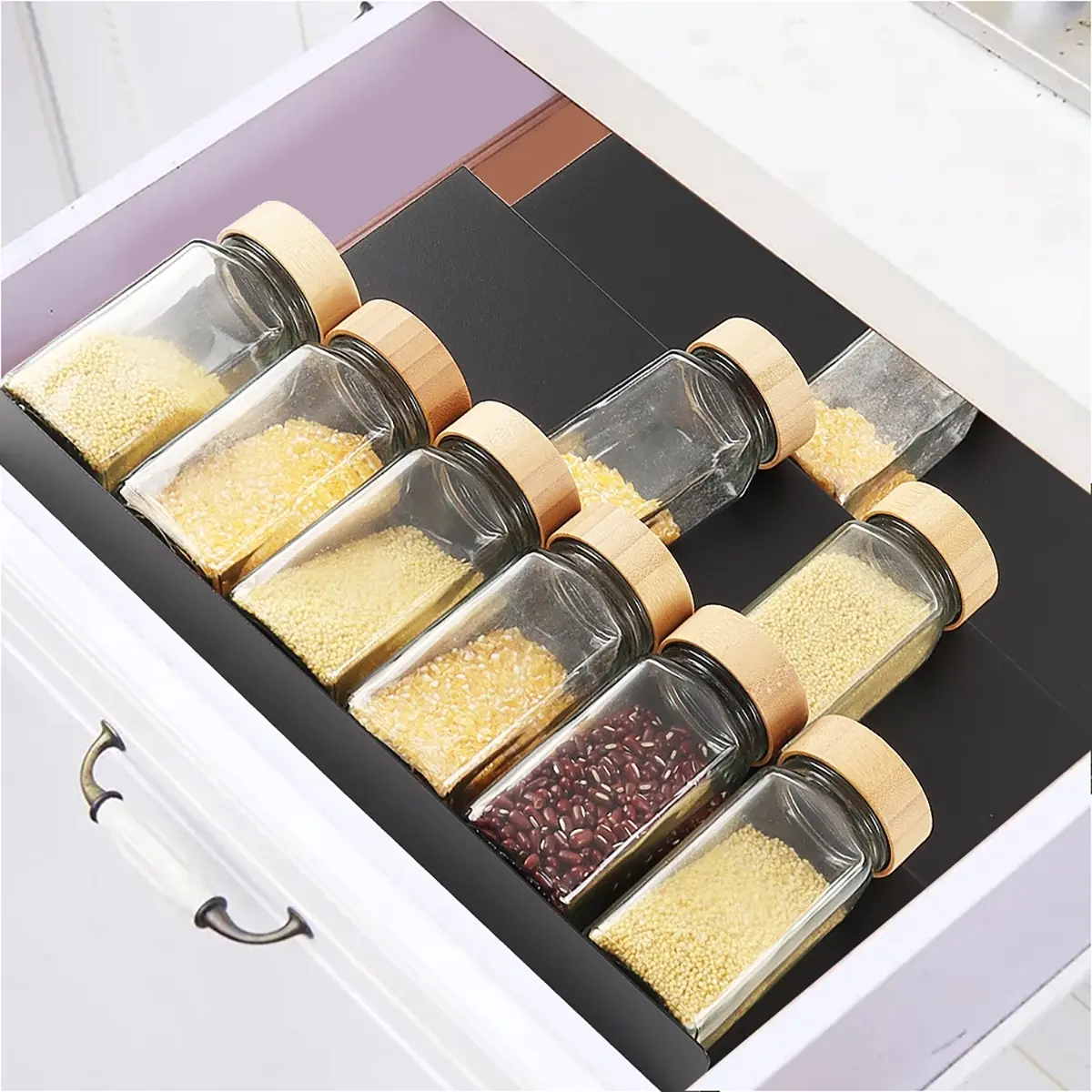 Acrylic Kitchen Spice Rack Set, 4 Piece Organizer for Drawer Organization, Elegant Design for Home Storage Solution