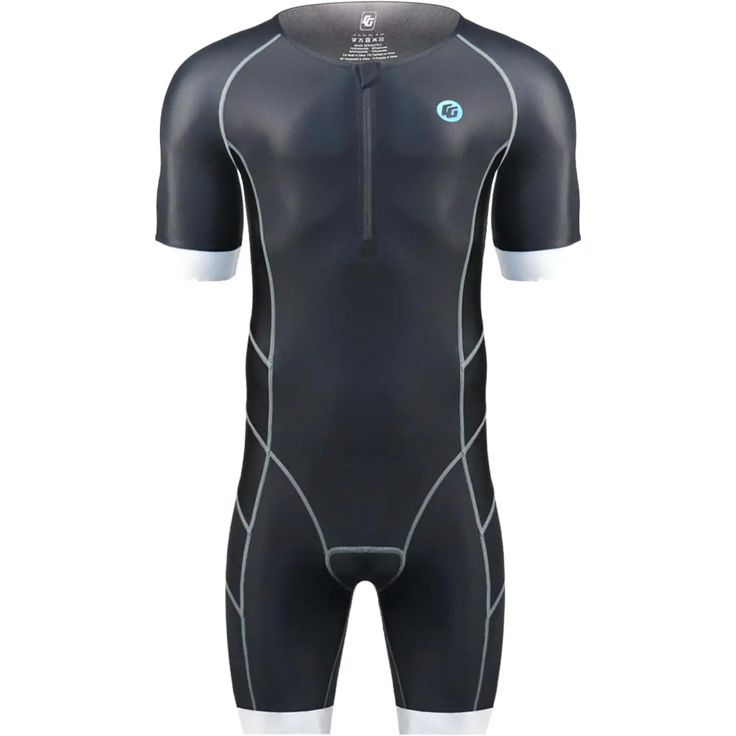 Women's Short-Sleeve Pro Tri Suit, Triathlon Gear for Swim-Cycling-Run Racing Skin Wetsuit