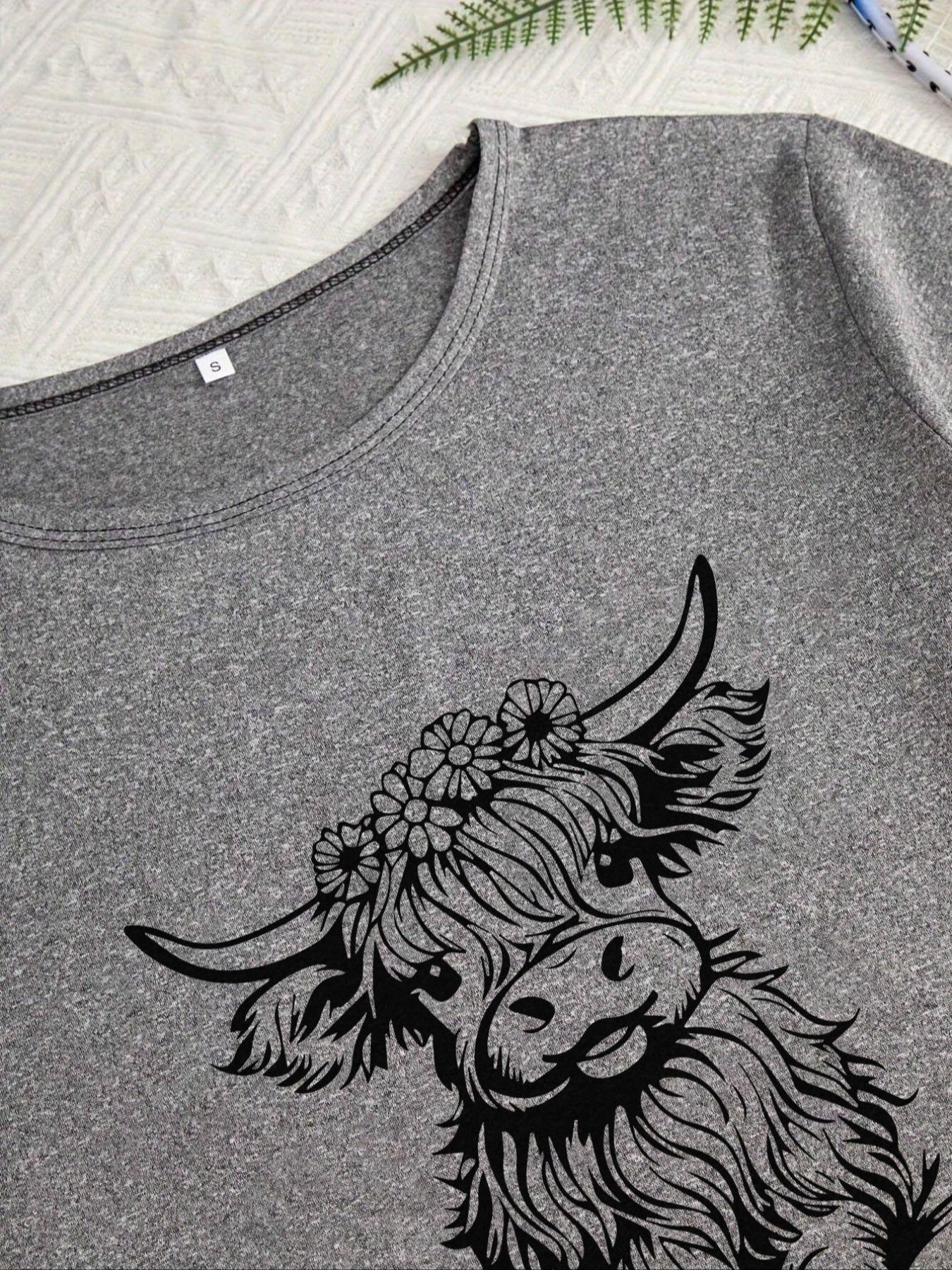 Women's Cow Print Round Neck Short Sleeve Tee & Shorts & Pants Pyjama Set, Pajamas, Casual Comfy Ladies Sleepwear for All Seasons