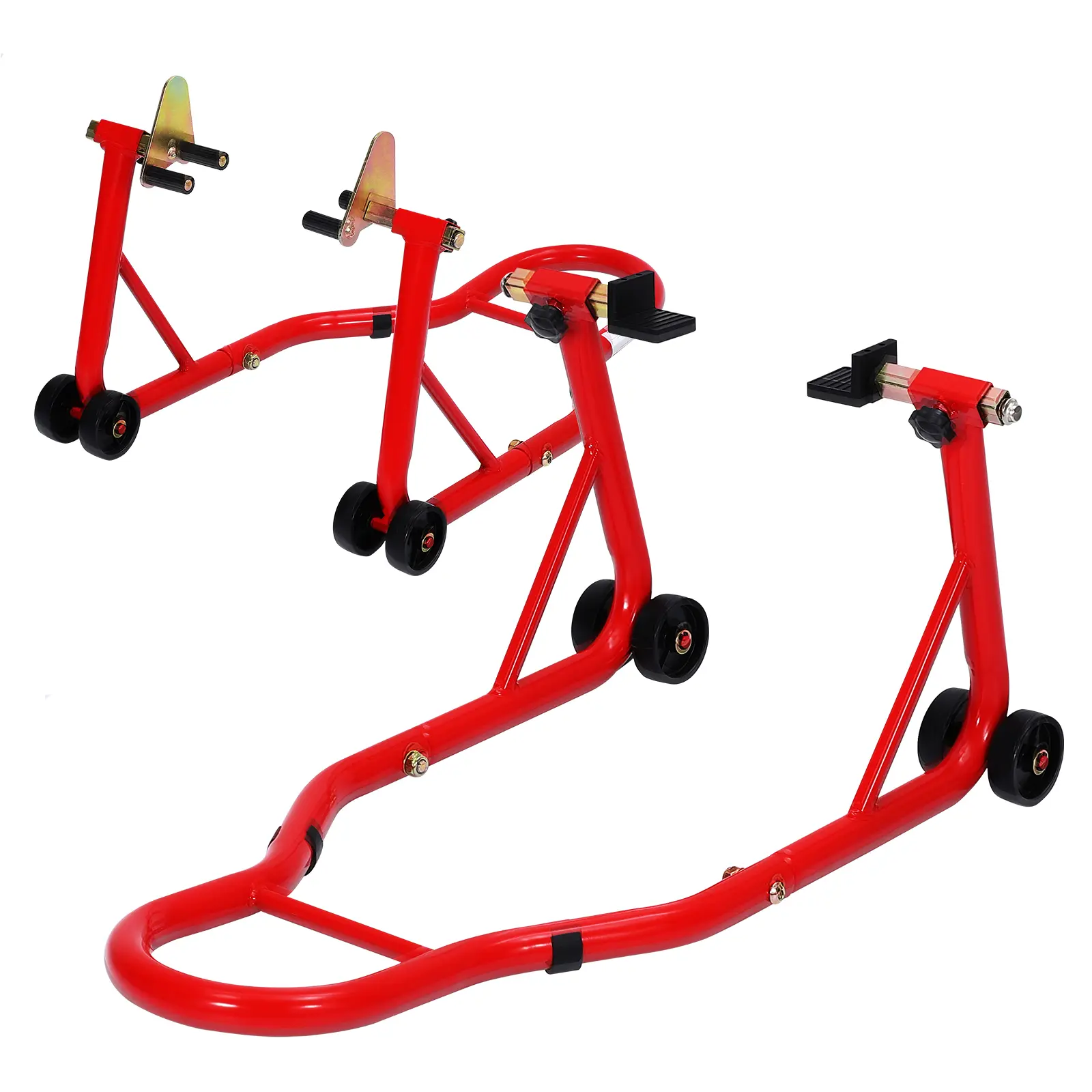 Motorcycle Stands Front and Rear, 900 LB Heavy Duty Motorcycle Lift Stand Combo, Universal Paddock Stands with Prong and L-Adapters, Paddock Lift Stand for Most Sport Bikes and Street Bikes