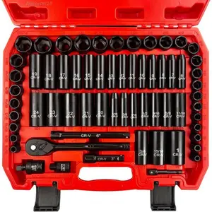 64 count 3/8" Socket Set,Drive Impact Socket Set, SAE/Metric, Deep & Shallow, Cr-V Steel, 6 Point with Adapters, 72T Ratchet Handle, Extension BarsBit Adapter6-24mm5/16-1 inchAGripset24DD22HomeCookJoyAB20Lumora Living
