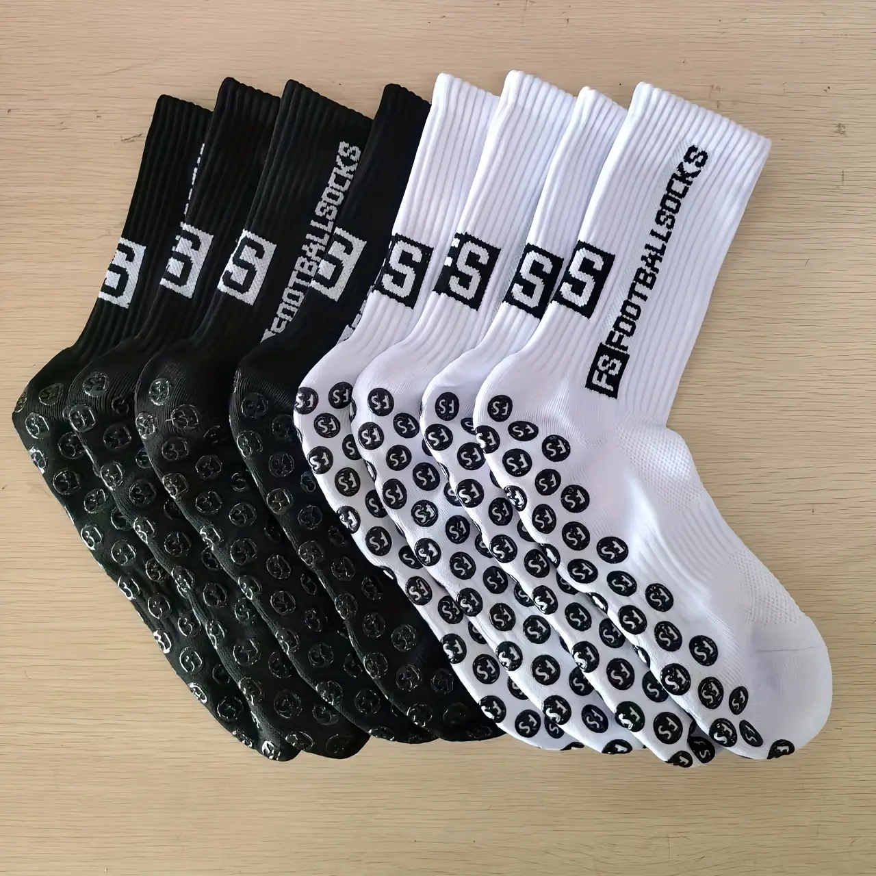Men's & Women's 2/5-Pair Solid Plain Cotton Knit Football Socks - Breathable, Grippy, Non-Slip, Durable, Shock-Absorbing for Daily Training