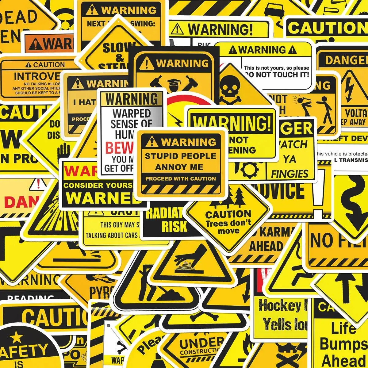 60/100Pcs Warning Sign Sealing Stickers DIY Stickers Scrapbooking Phone Luggage Skateboard Waterproof Decals atlanta wraps three piece wheels