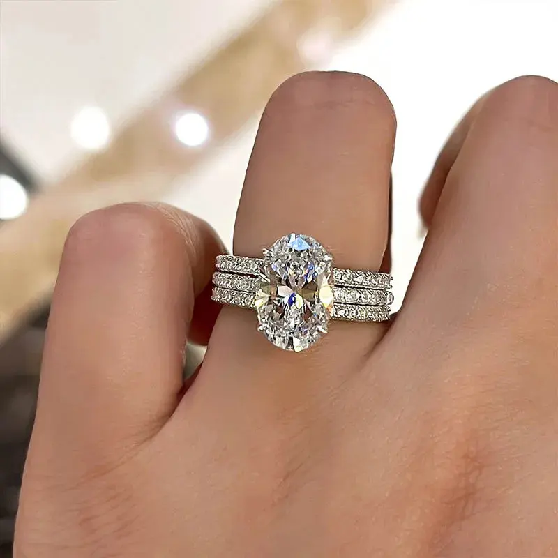 Luxury 3Pcs Ring Set, Geometric Wedding & Engagement Rings, Sparkling Hot-Selling Elegant Jewelry, Perfect Gift