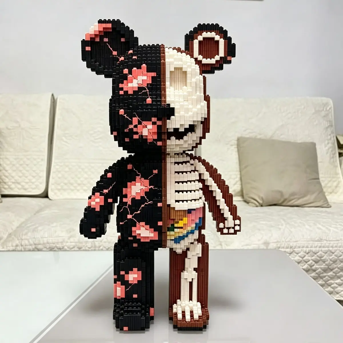 48cm Halloween Skull Bear Building Block Set, DIY Puzzle Toy for Adults, Home Decor Ornament, Unisex Gift, High Difficulty Assembly