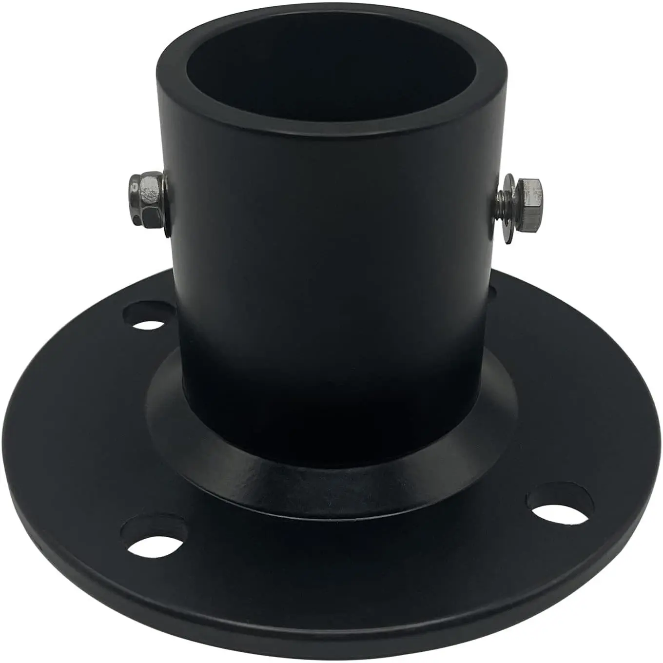 1-Pack Deck Anchor Flange in Matte Black, Diameter of 1 7/8", Made of High Grade Cast Aluminum